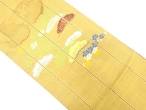 アンティーク　縞に笠松・桜模様織り出し昼夜帯（材料）